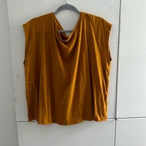 Eileen Fisher Mustard Yellow Drape Neck Top